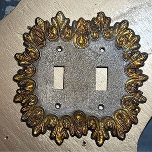 Vintage Edmar MCM Starburst 1960s double Switch Cover wall plate Brass Metal